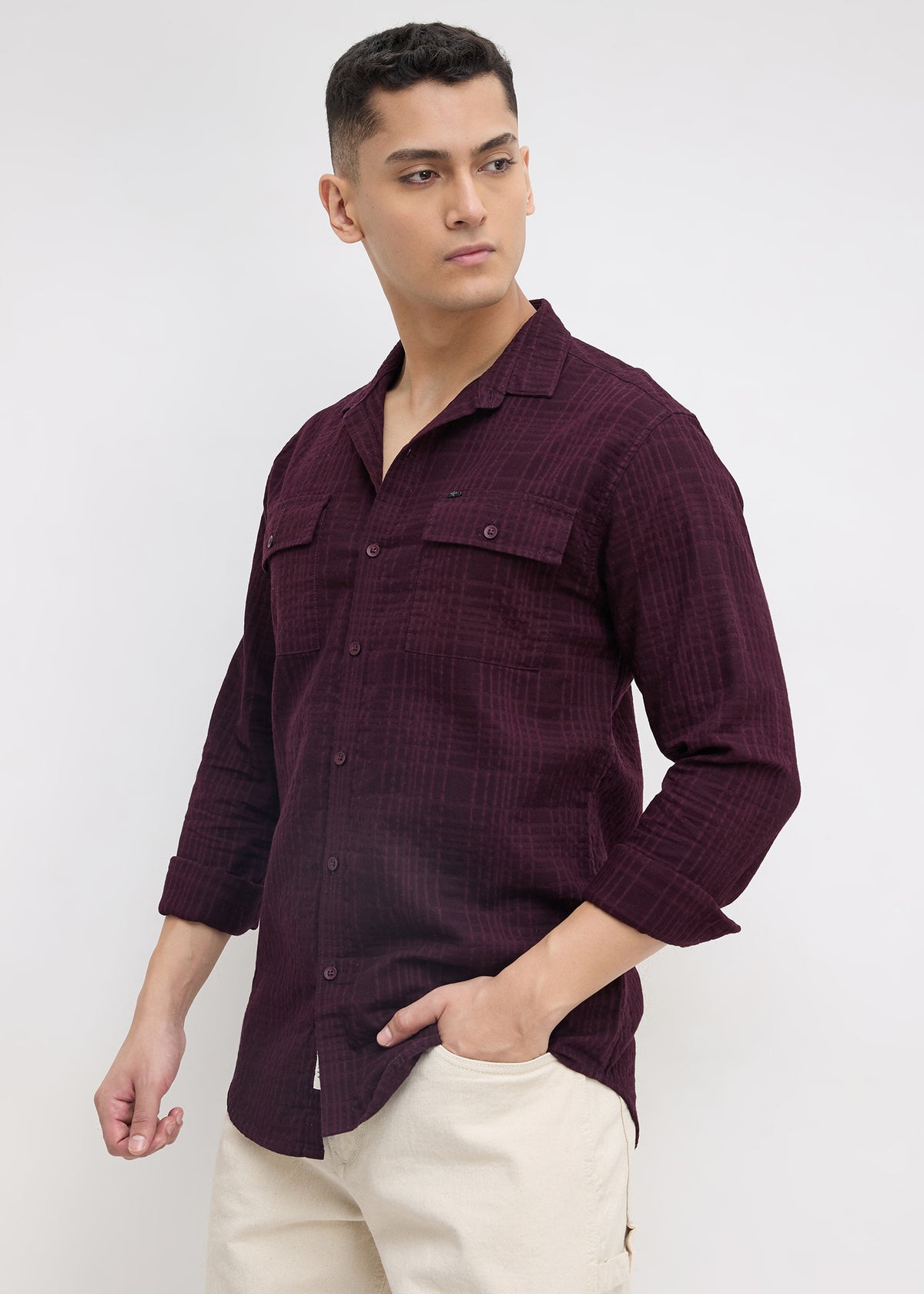 Poppin Full Sleeve Shirt: Wine