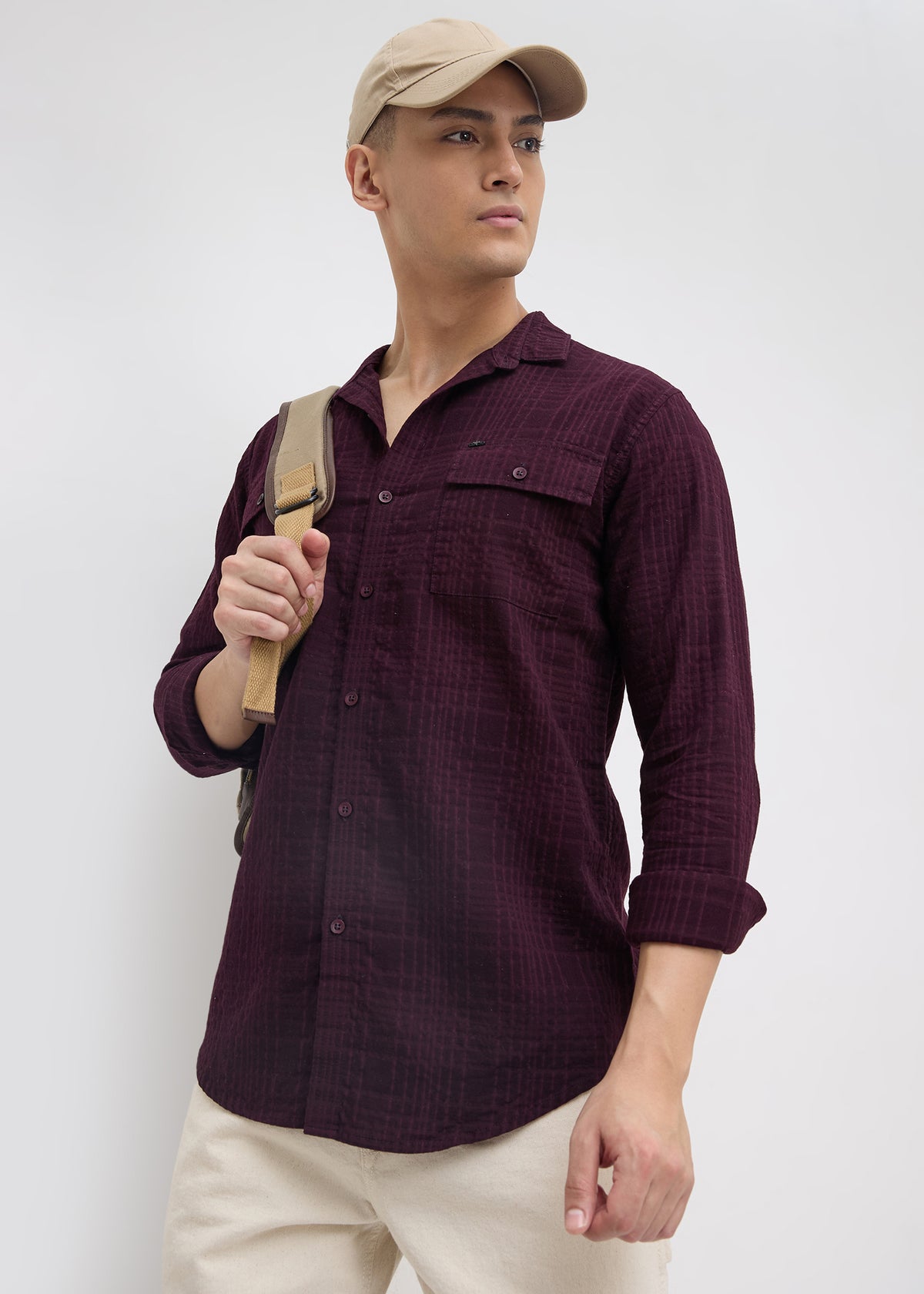 Poppin Full Sleeve Shirt: Wine