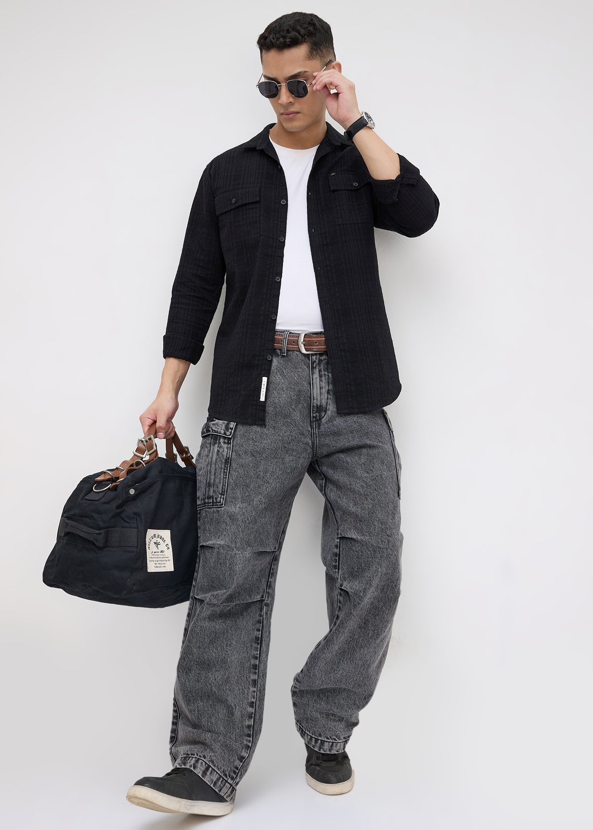Poppin Full Sleeve Shirt: Black
