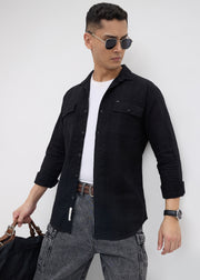 Poppin Full Sleeve Shirt: Black
