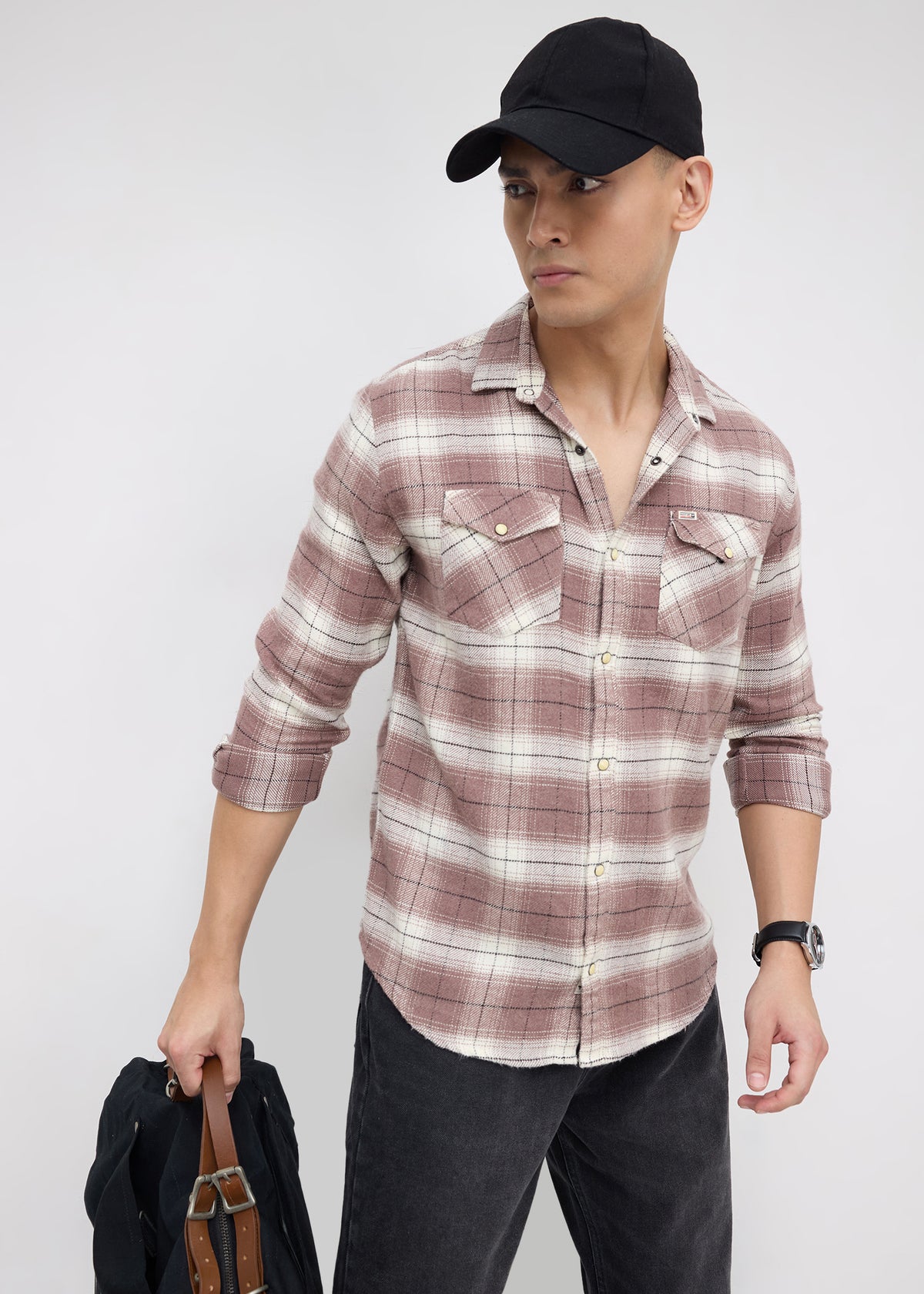 Violation Checked Full Sleeve Shirt: Onion