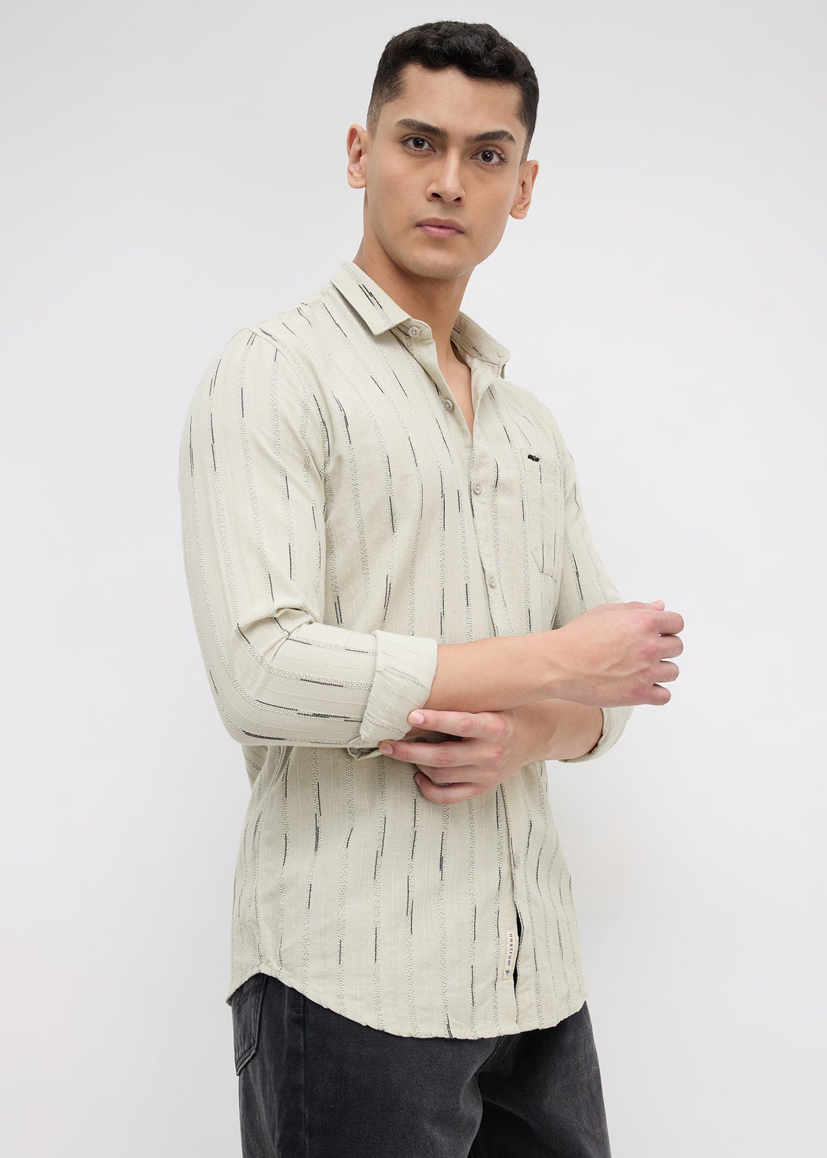 Qatar Full Sleeve Textured Shirt: Pista