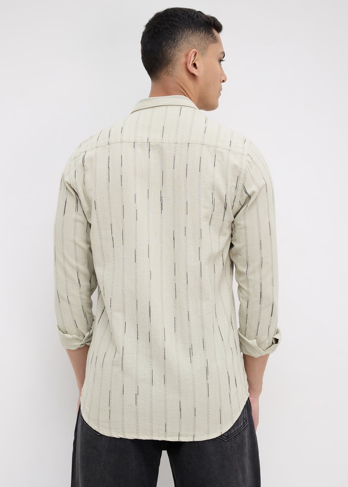 Qatar Full Sleeve Textured Shirt: Pista