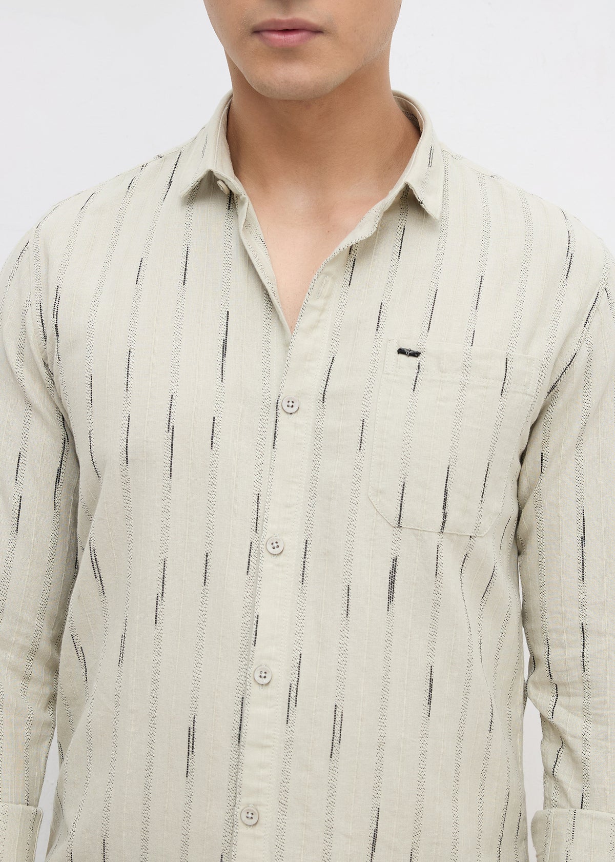 Qatar Full Sleeve Textured Shirt: Pista