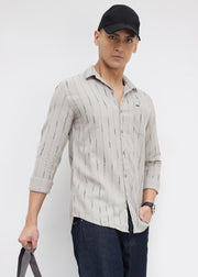Qatar Full Sleeve Textured Shirt: Grey