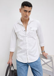 Whether Full Sleeve Shirt: White