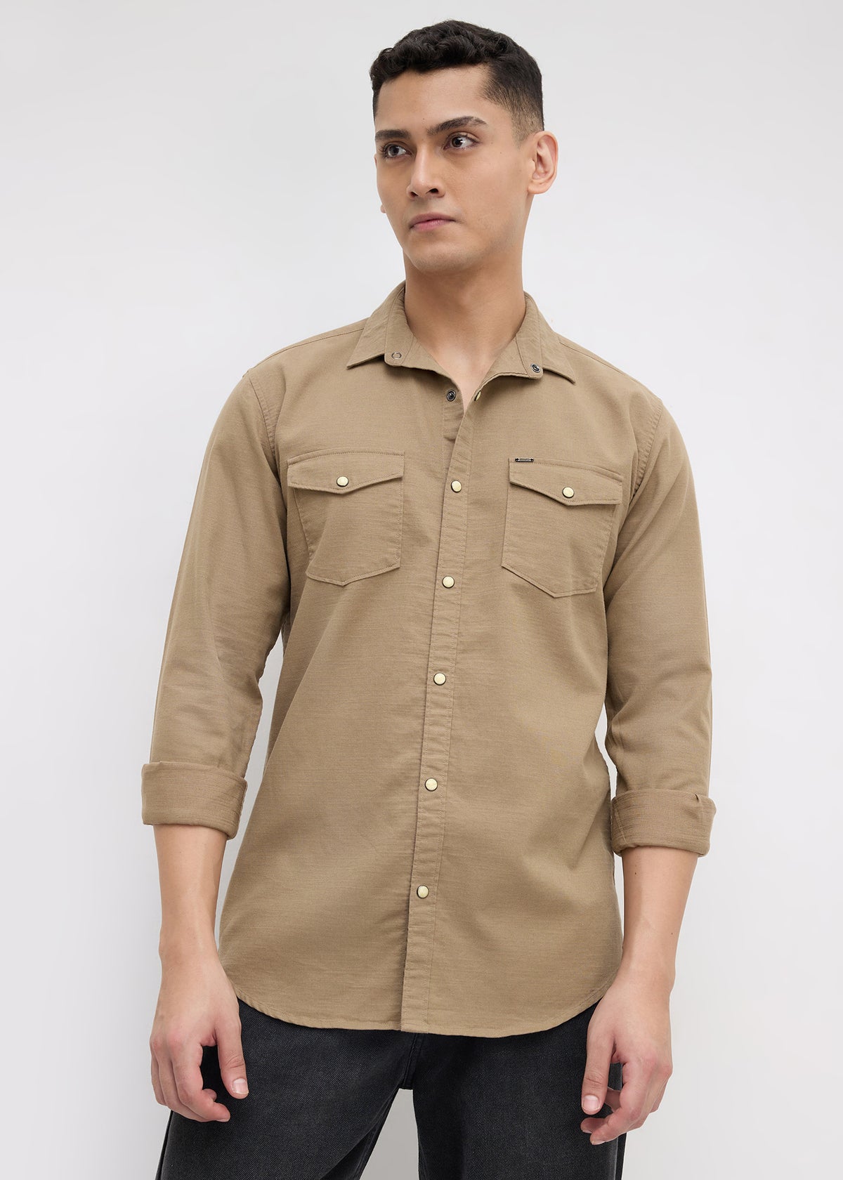 Whether Full Sleeve Shirt: Khaki