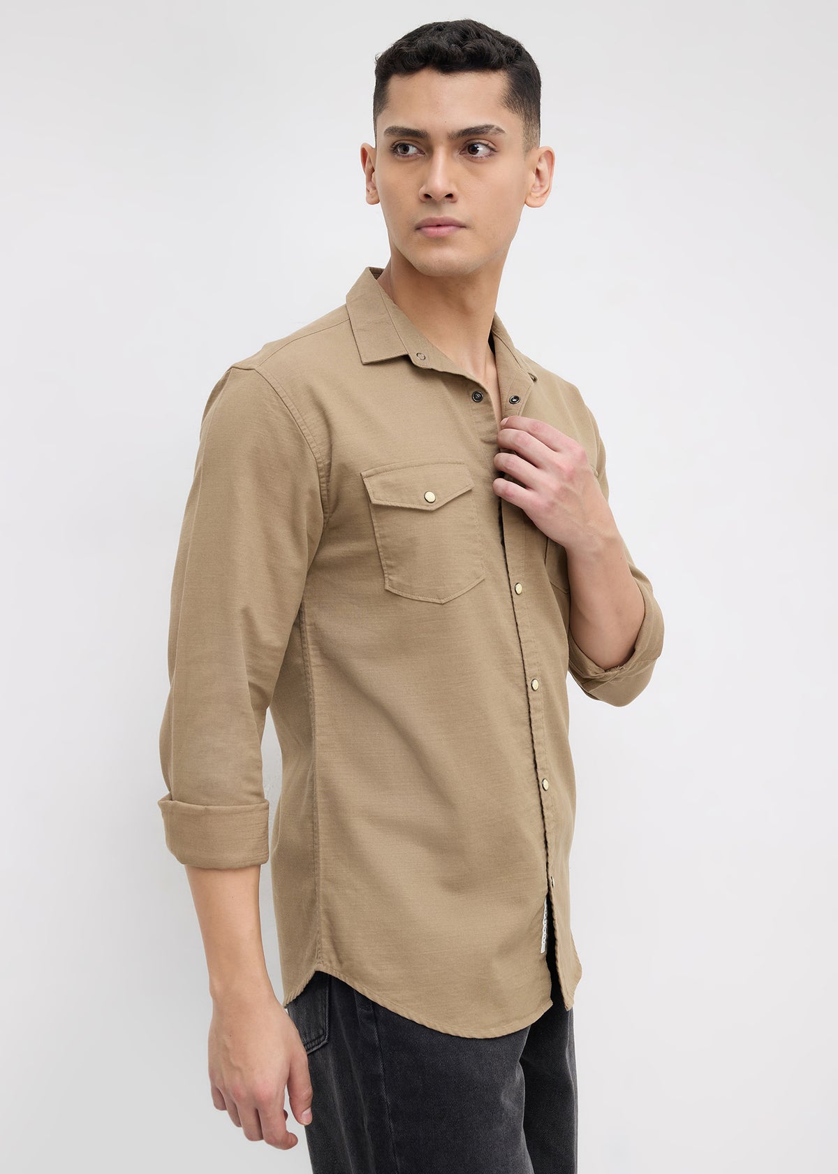 Whether Full Sleeve Shirt: Khaki