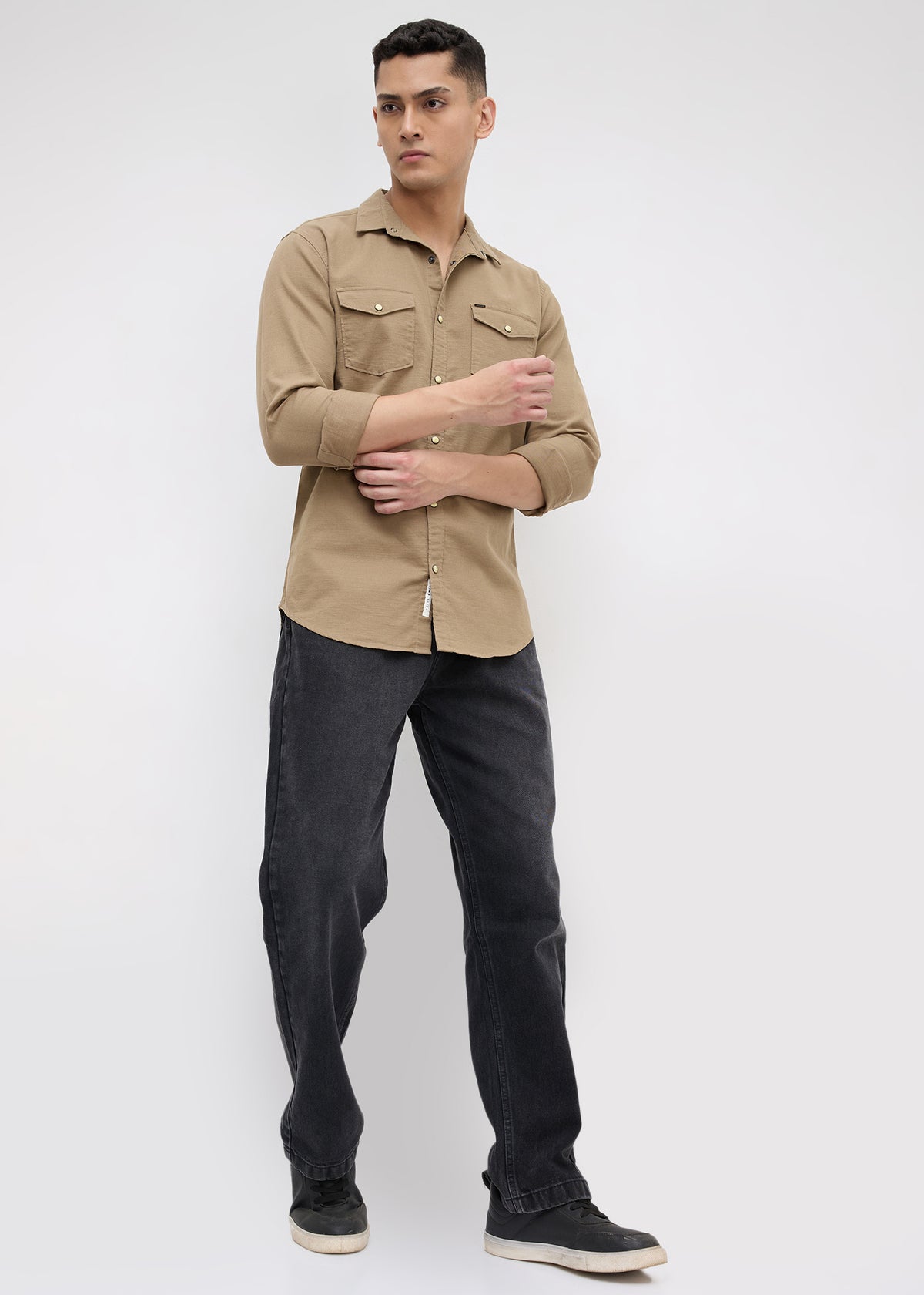 Whether Full Sleeve Shirt: Khaki