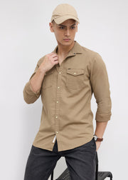 Whether Full Sleeve Shirt: Khaki