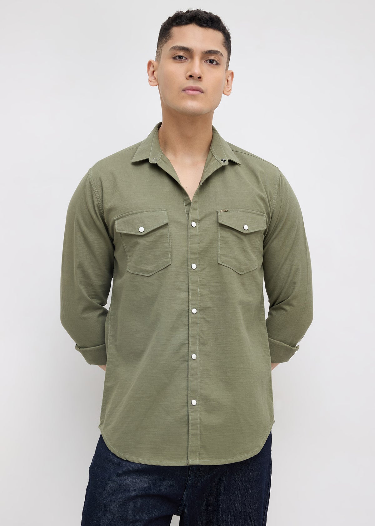 Whether Full Sleeve Shirt: Green