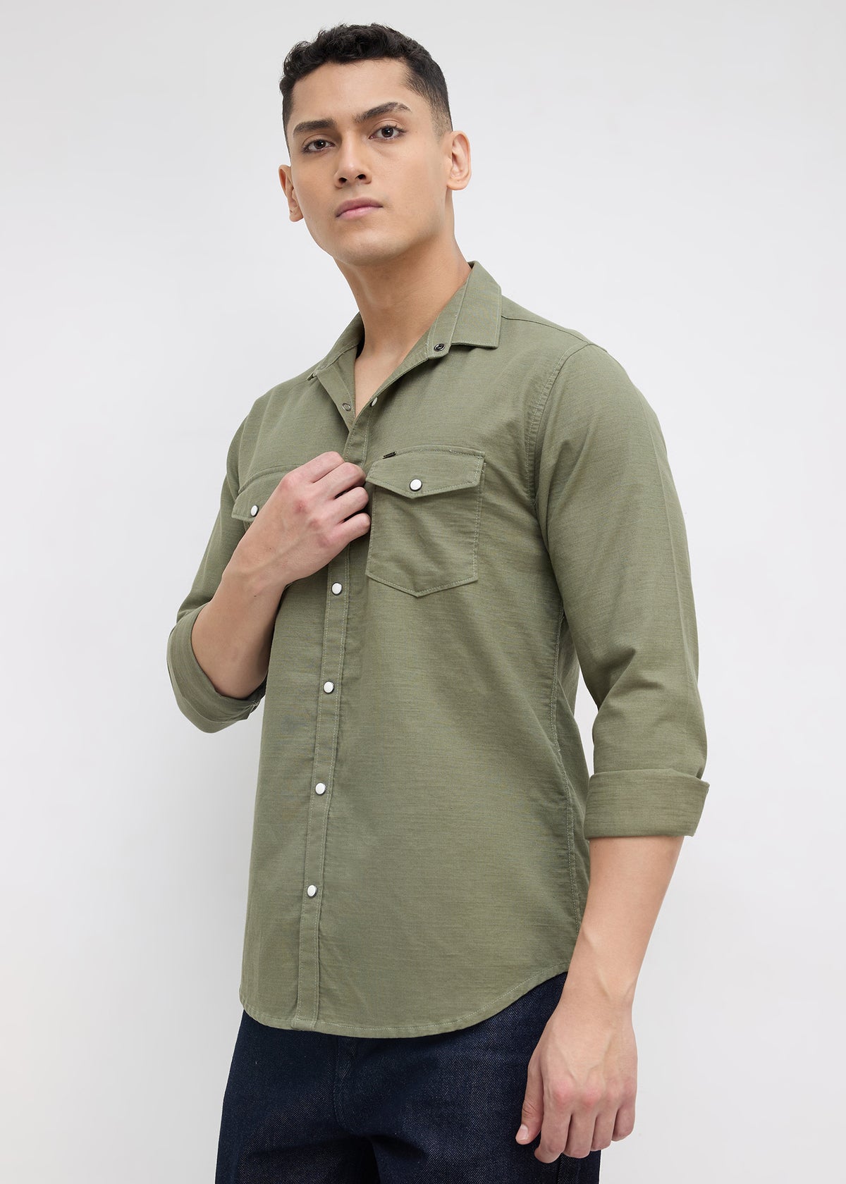 Whether Full Sleeve Shirt: Green