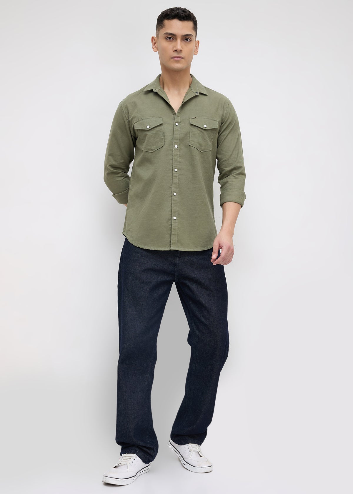 Whether Full Sleeve Shirt: Green