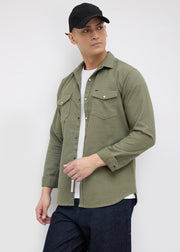 Whether Full Sleeve Shirt: Green
