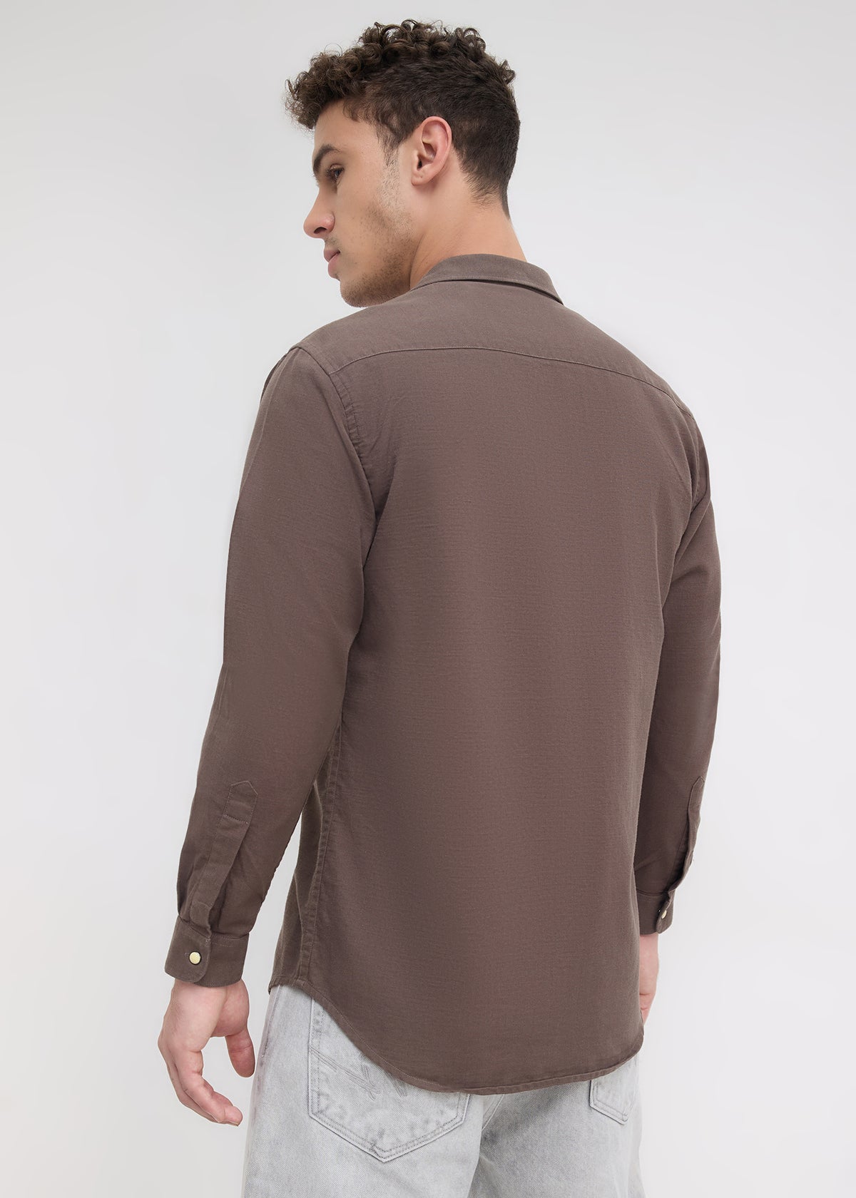 Whether Full Sleeve Shirt: Coffee
