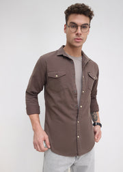 Whether Full Sleeve Shirt: Coffee