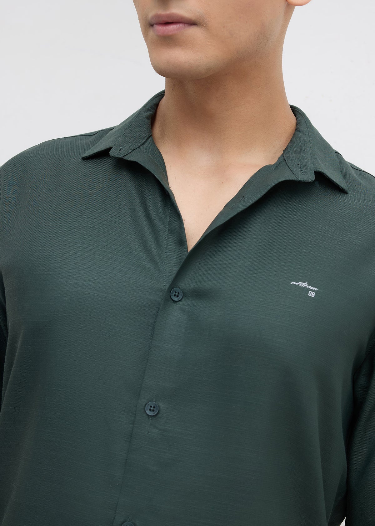 Theatre Solid Full Sleeve Shirt: Bottle Green