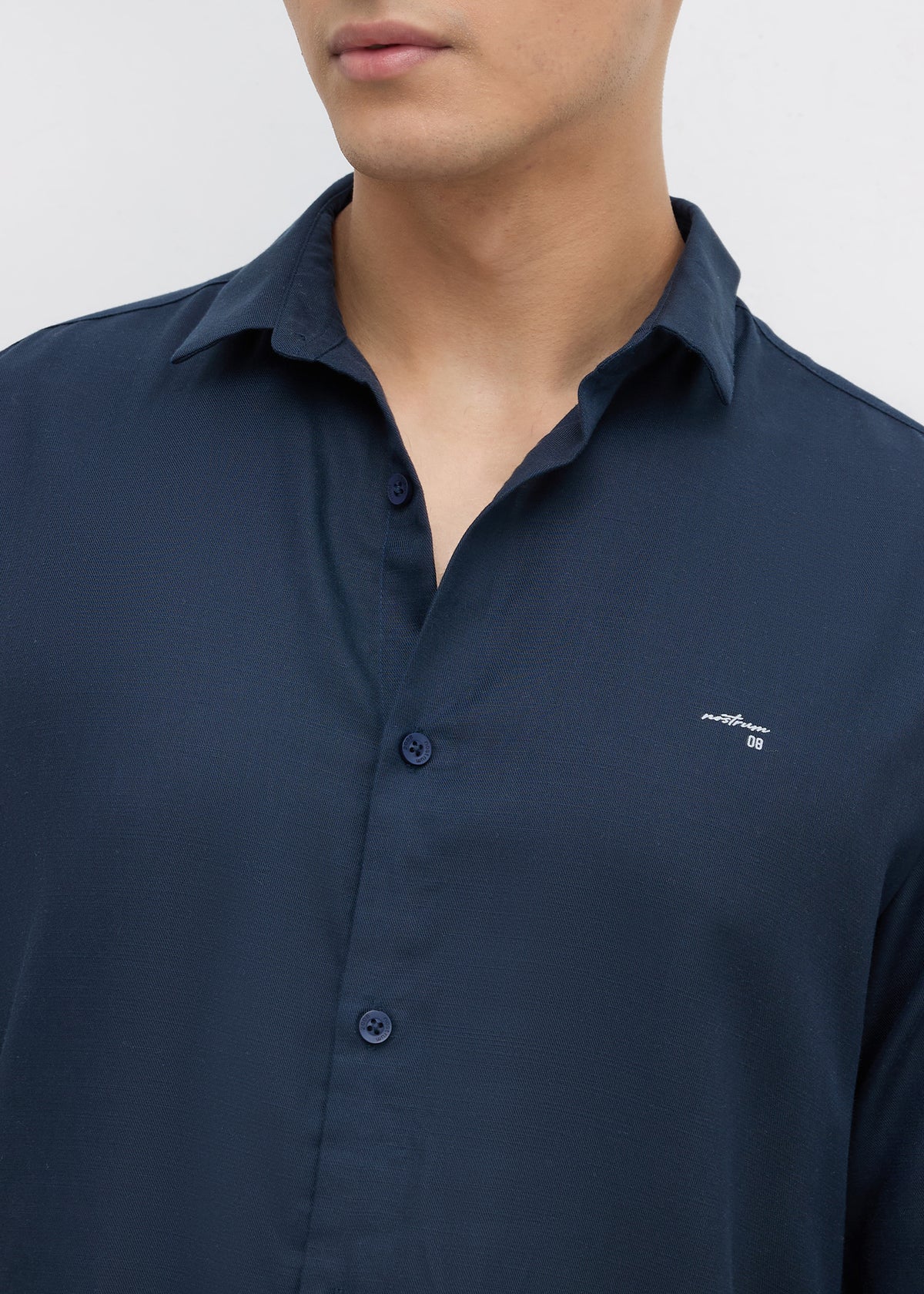Theatre Solid Full Sleeve Shirt: Navy