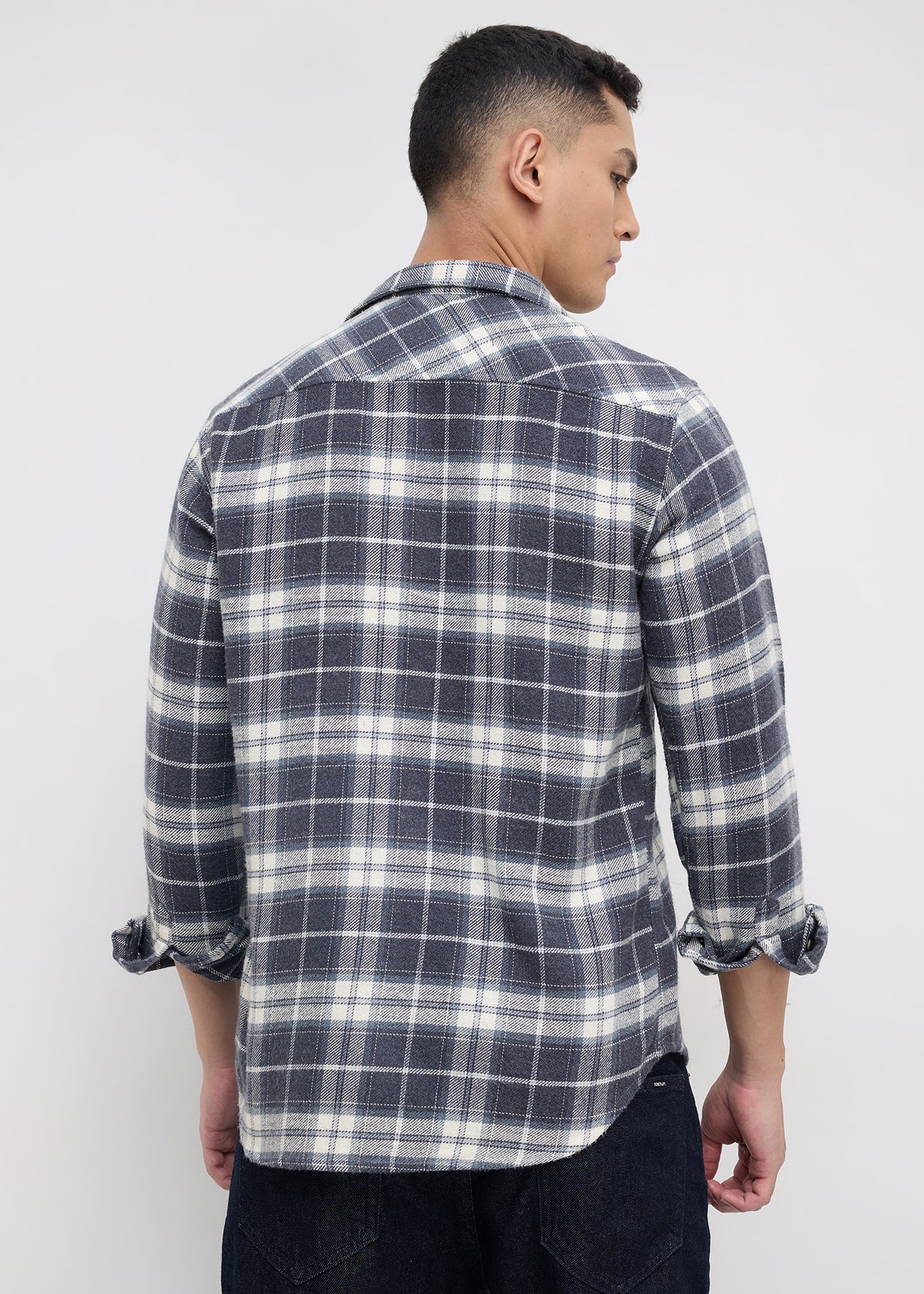 Chroming Checked Casual Shirt: Dark Grey