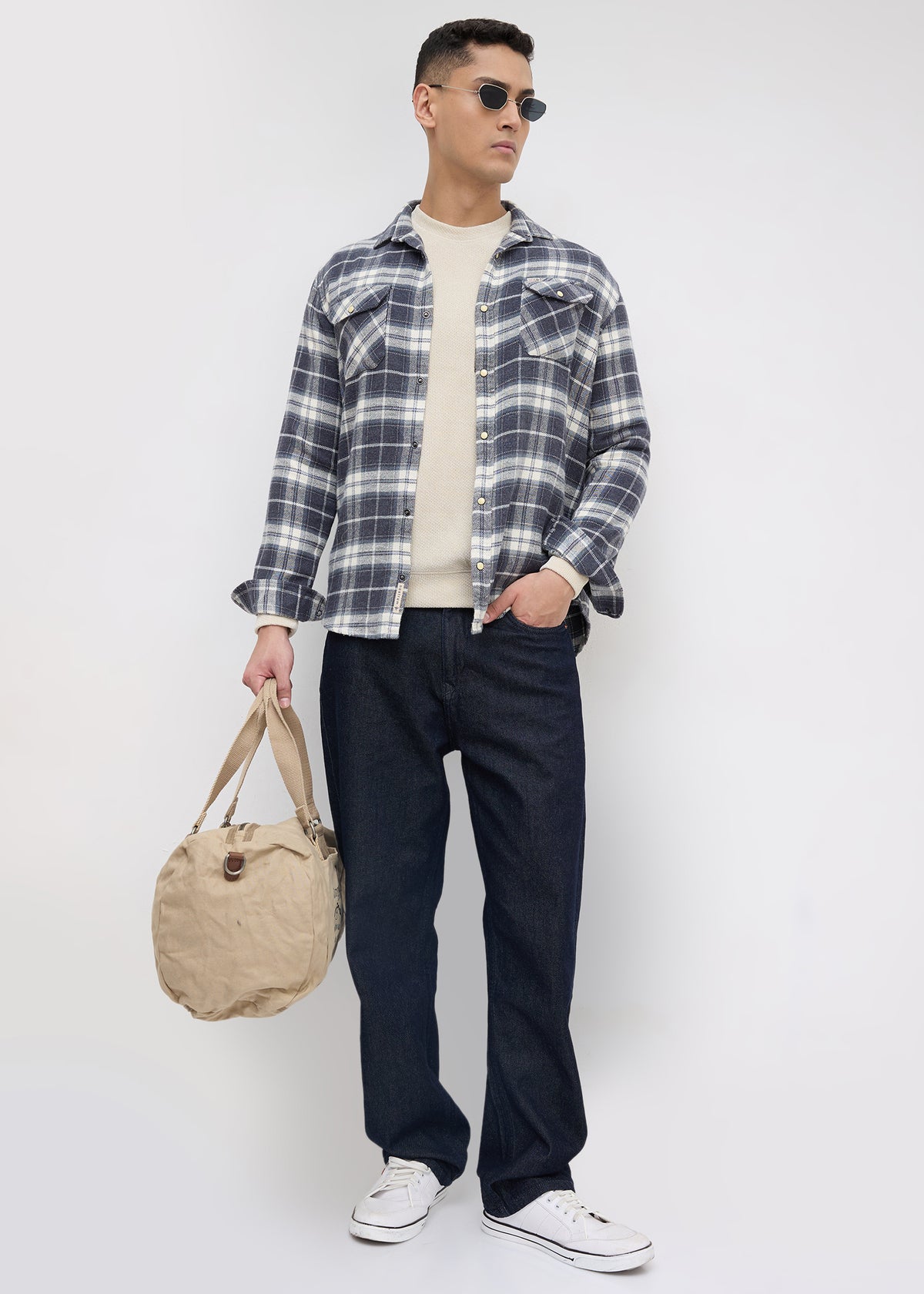 Chroming Checked Casual Shirt: Dark Grey