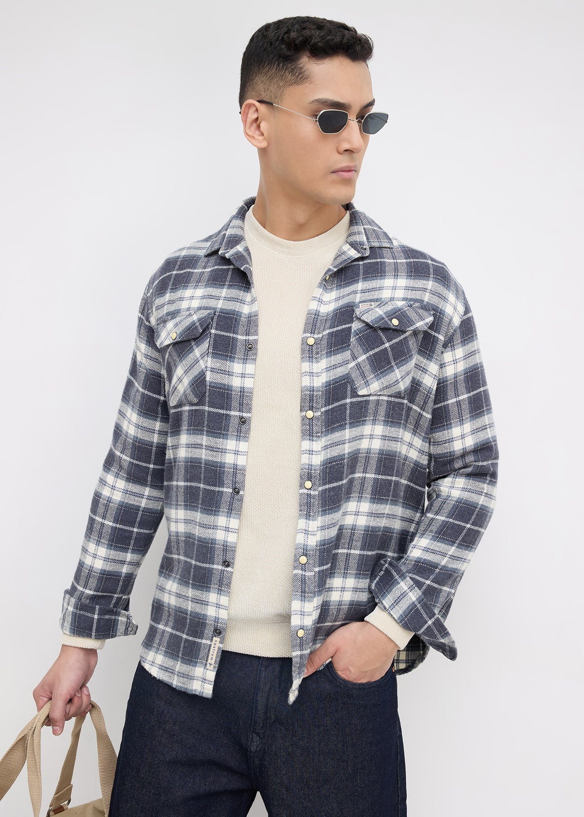 Chroming Checked Casual Shirt: Dark Grey