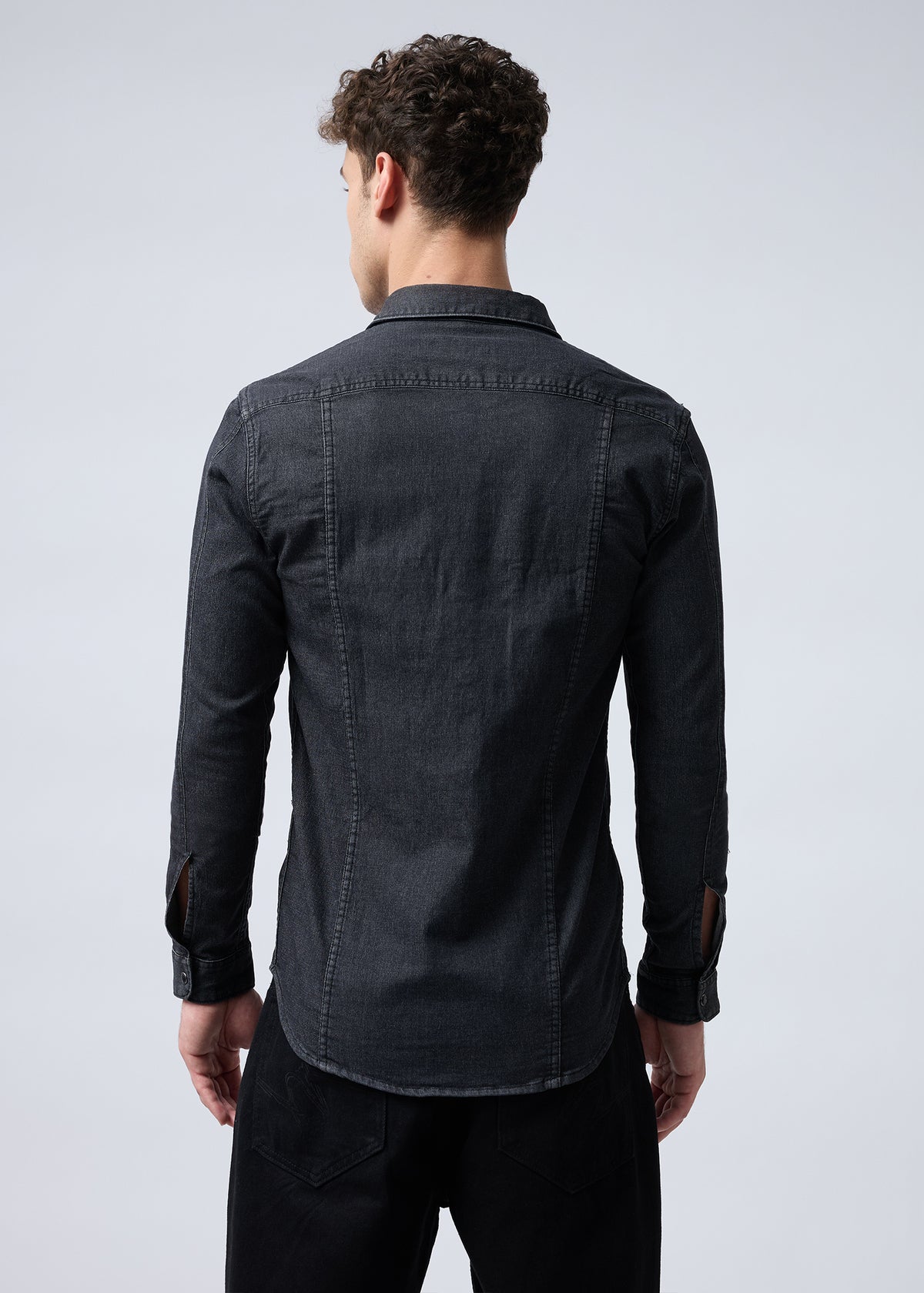 Harare Washed Denim Shirt: Black