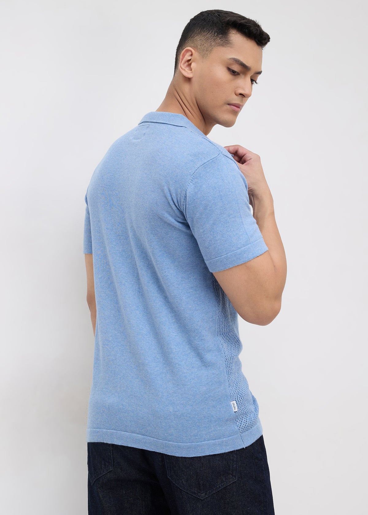 Montack Knitted Polo: Sky