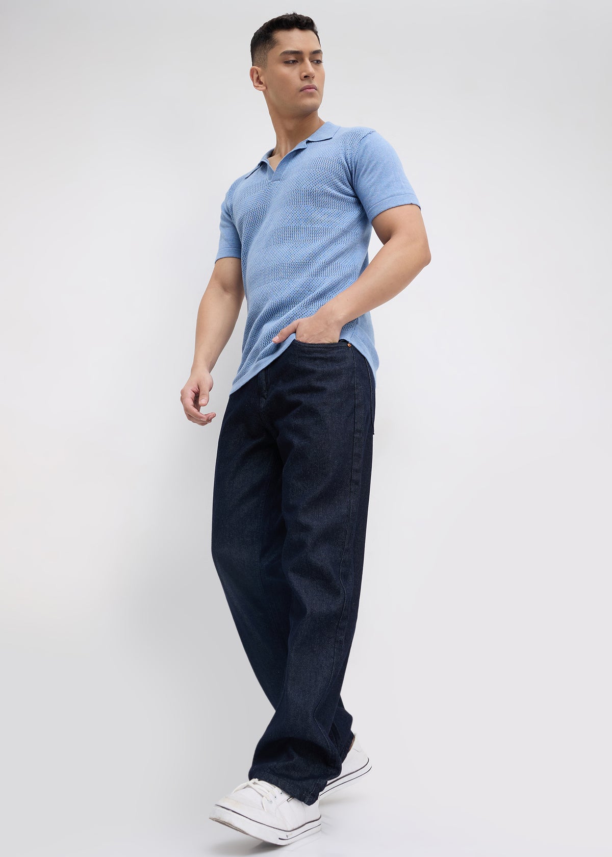 Montack Knitted Polo: Sky