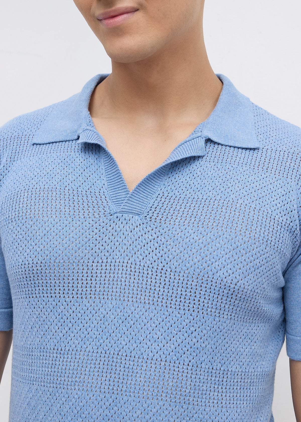Montack Knitted Polo: Sky