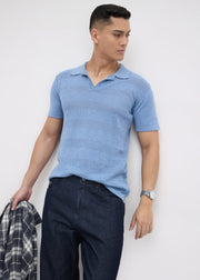 Montack Knitted Polo: Sky