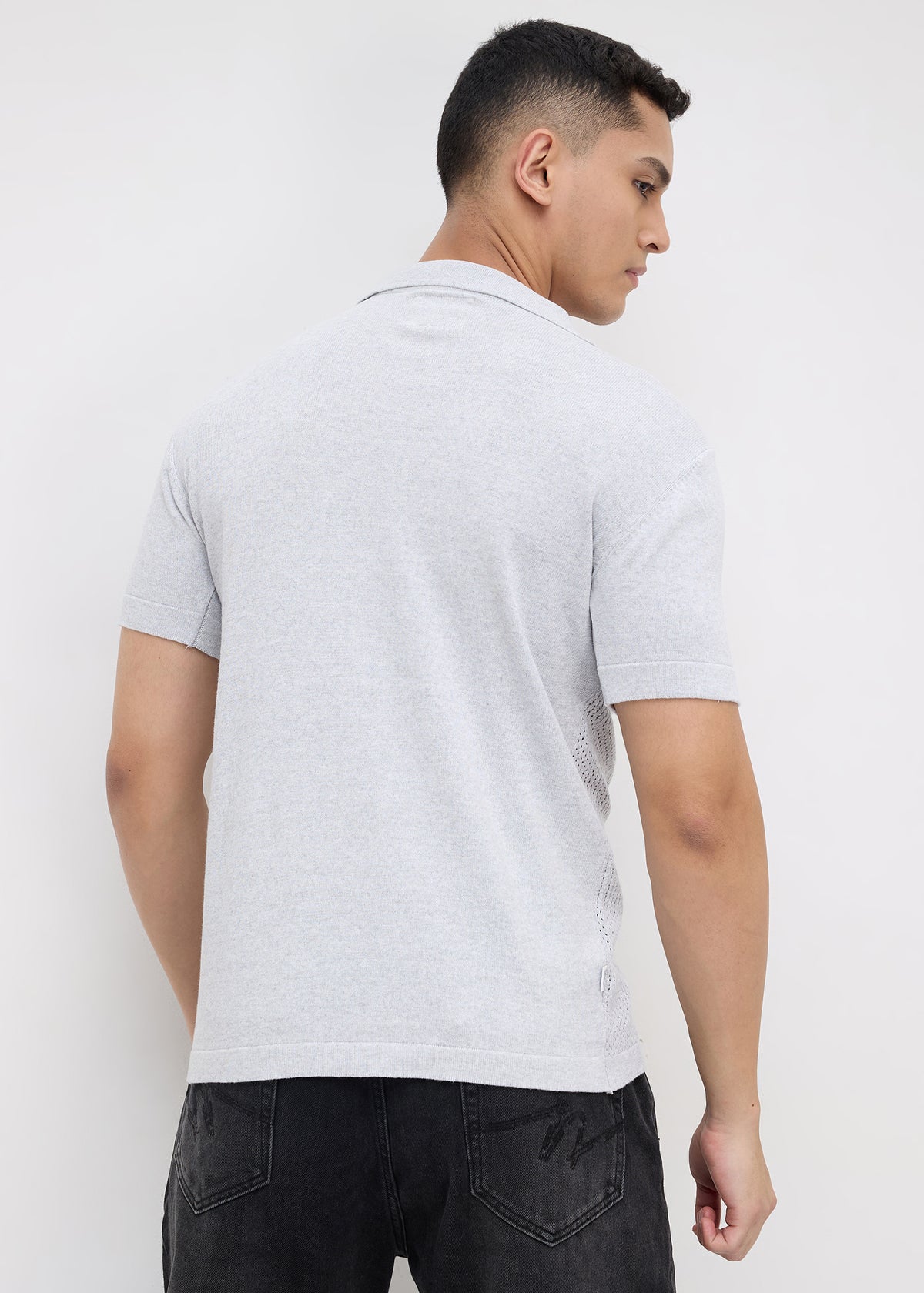 Montack Knitted Polo: Grey