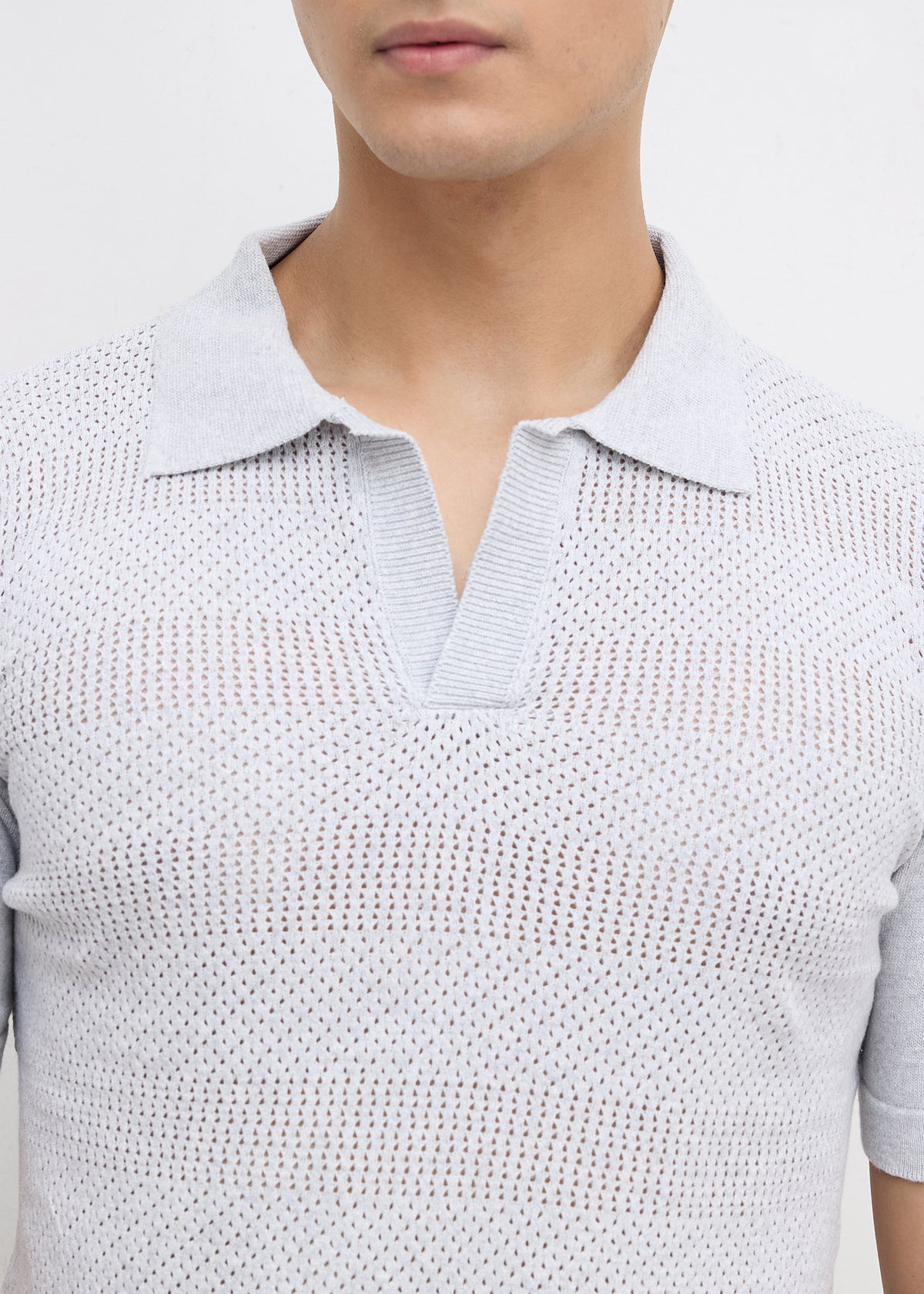 Montack Knitted Polo: Grey