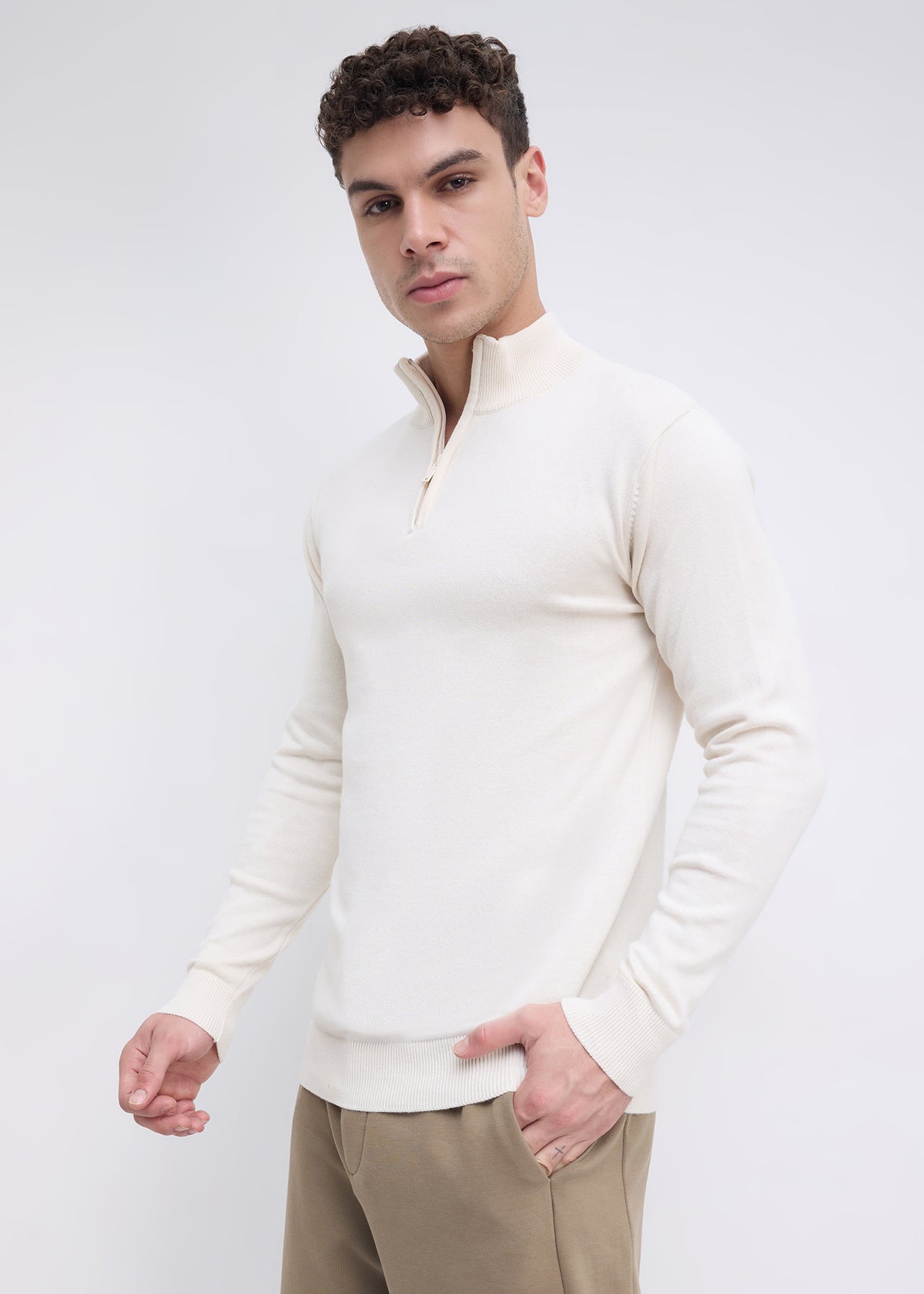 Lauren Half-Zip Sweater: White