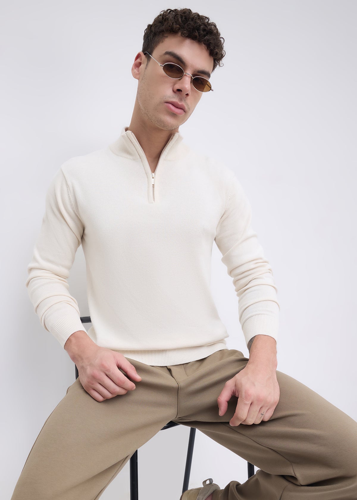Lauren Half-Zip Sweater: White