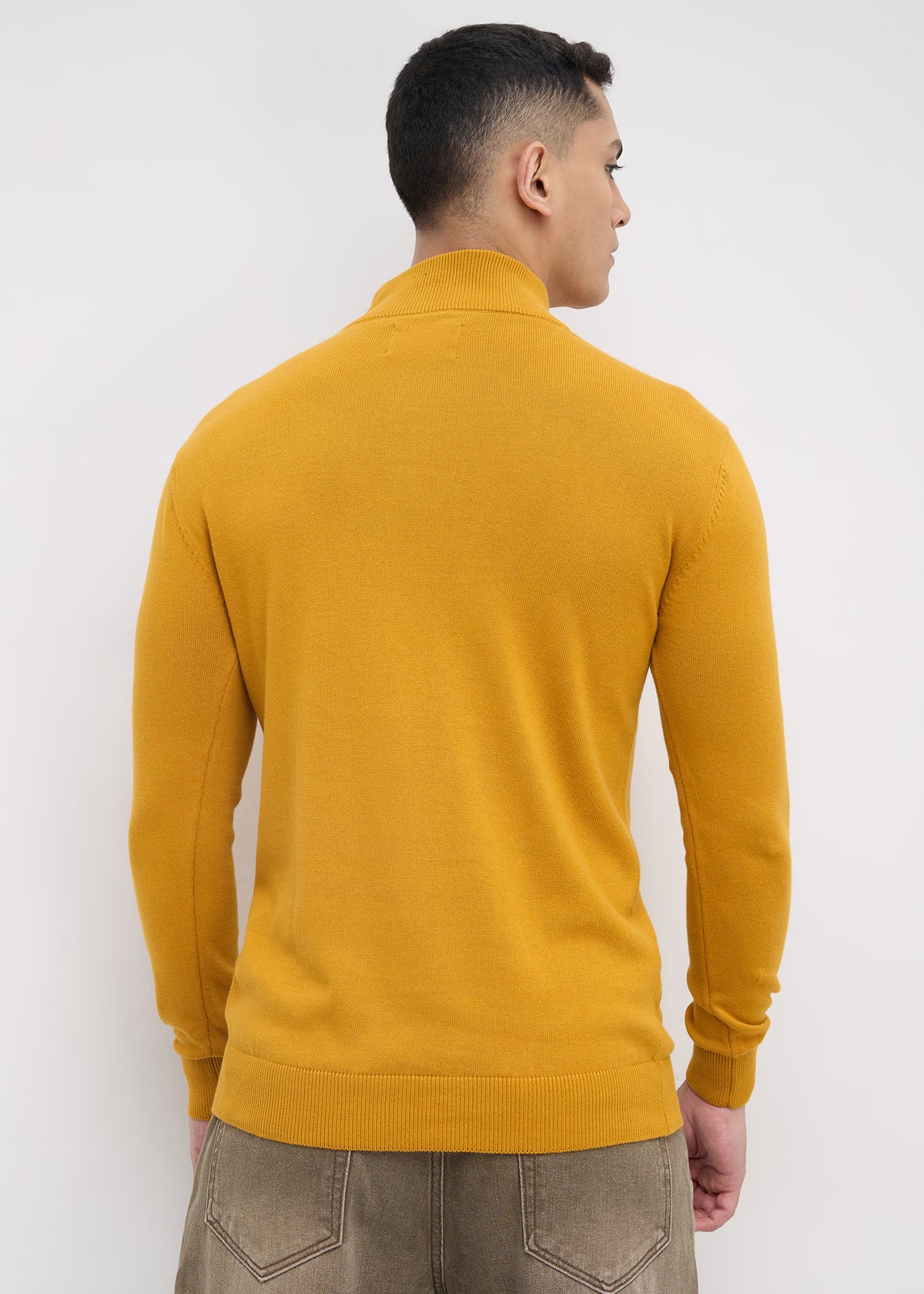 Lauren Quarter-Zip High Neck Pullover: Mustard