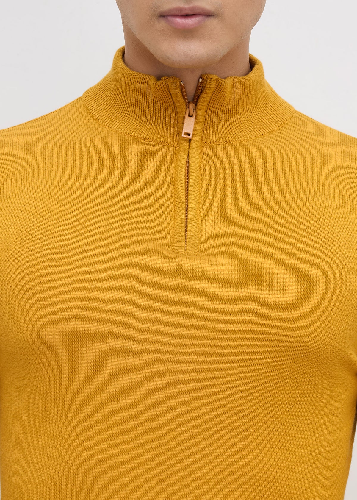 Lauren Quarter-Zip High Neck Pullover: Mustard