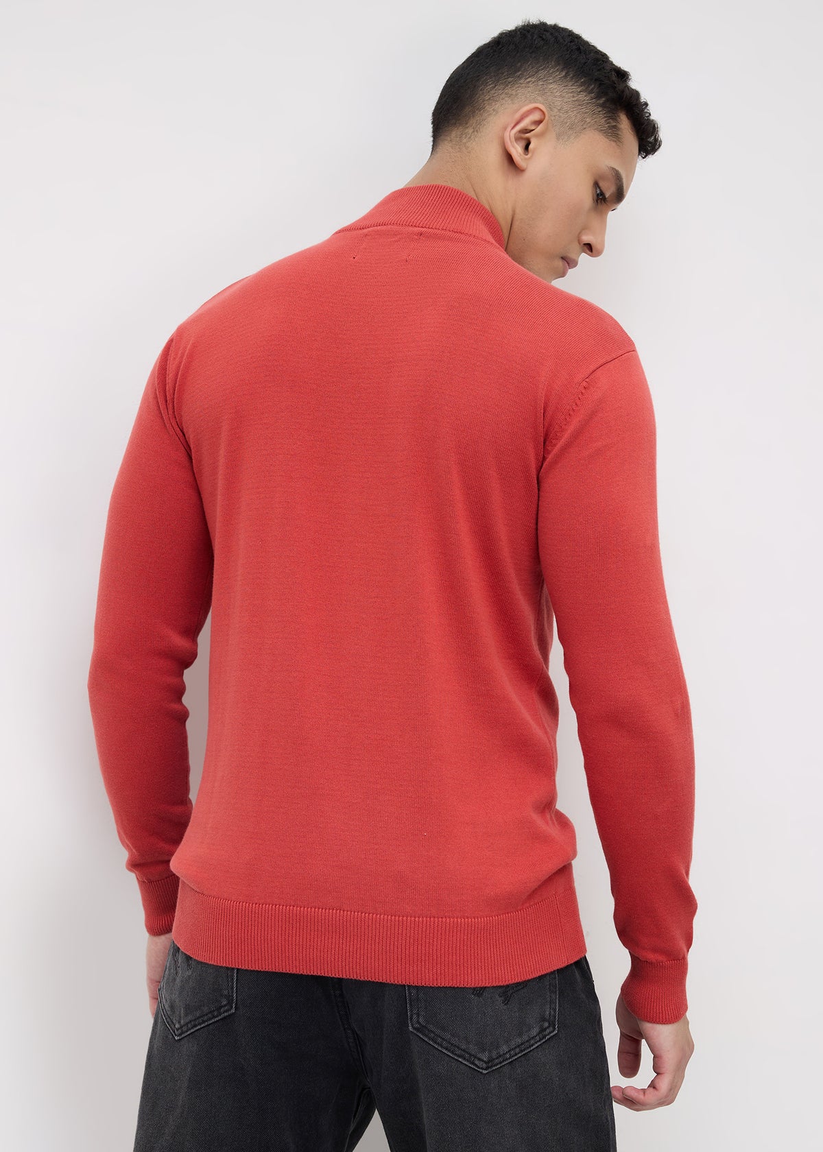 Lauren Quarter-Zip High Neck Pullover: Rust