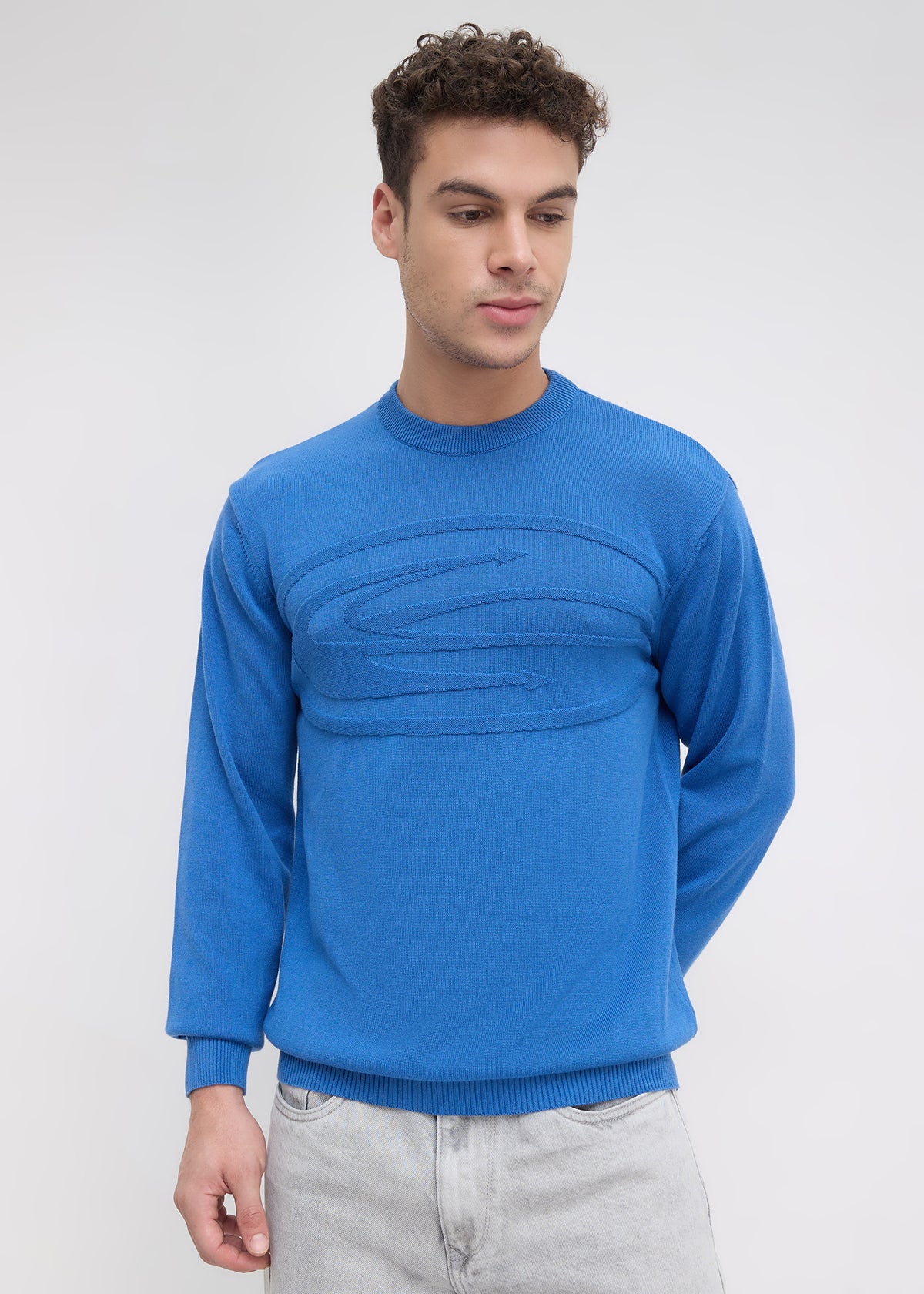 Stanway Tonal Logo Knit Sweater: Royal Blue