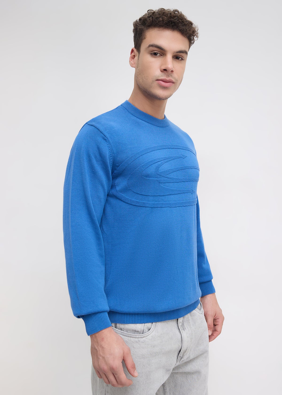 Stanway Tonal Logo Knit Sweater: Royal Blue