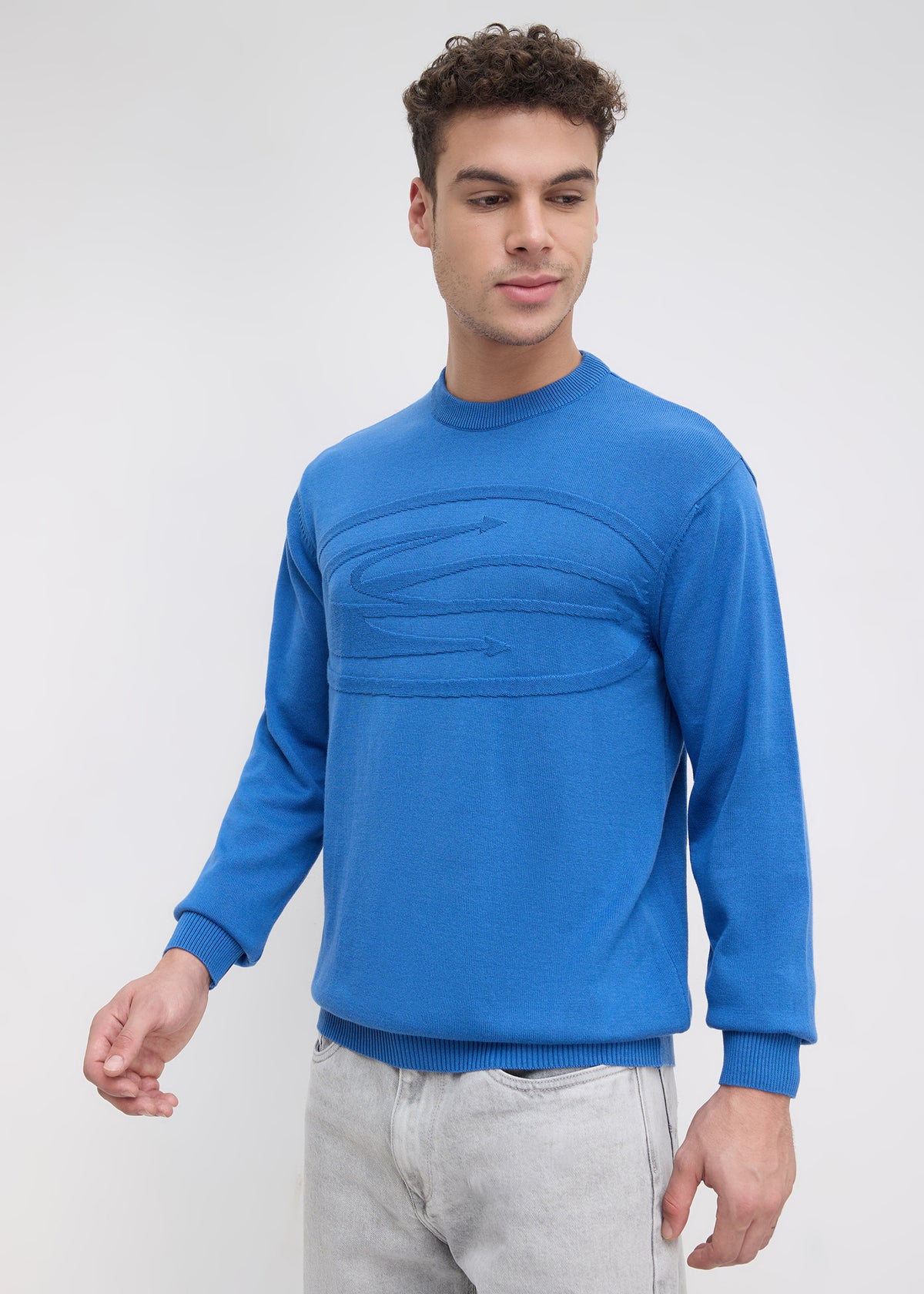 Stanway Tonal Logo Knit Sweater: Royal Blue