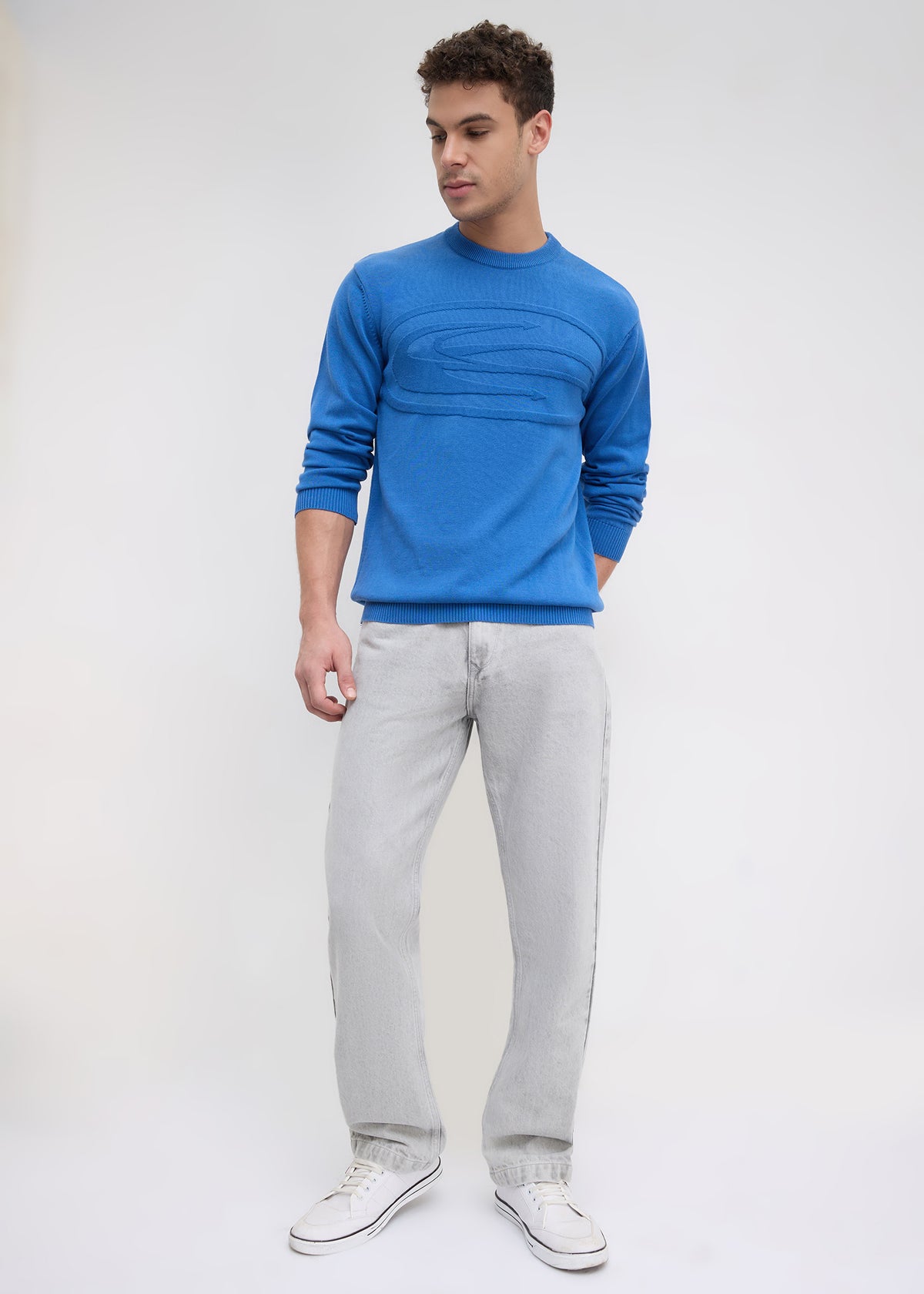 Stanway Tonal Logo Knit Sweater: Royal Blue