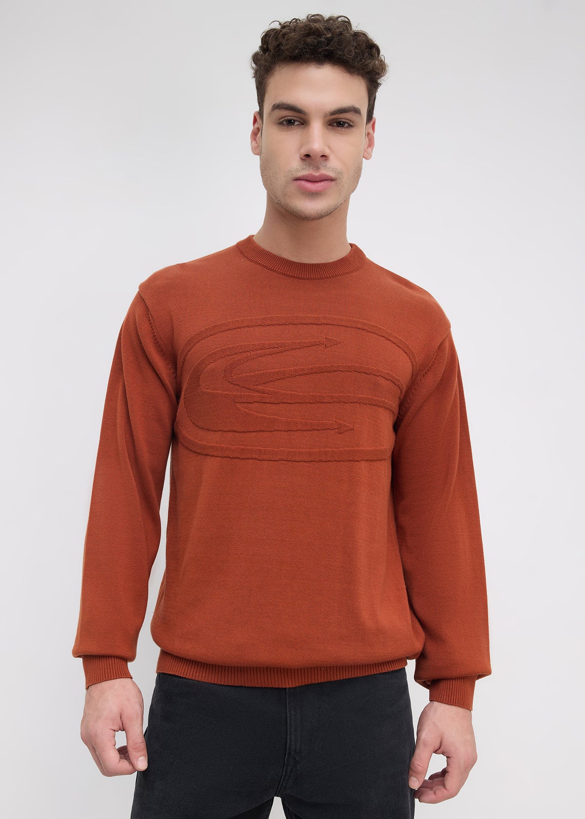 Stanway Tonal Logo Knit Sweater: Rust