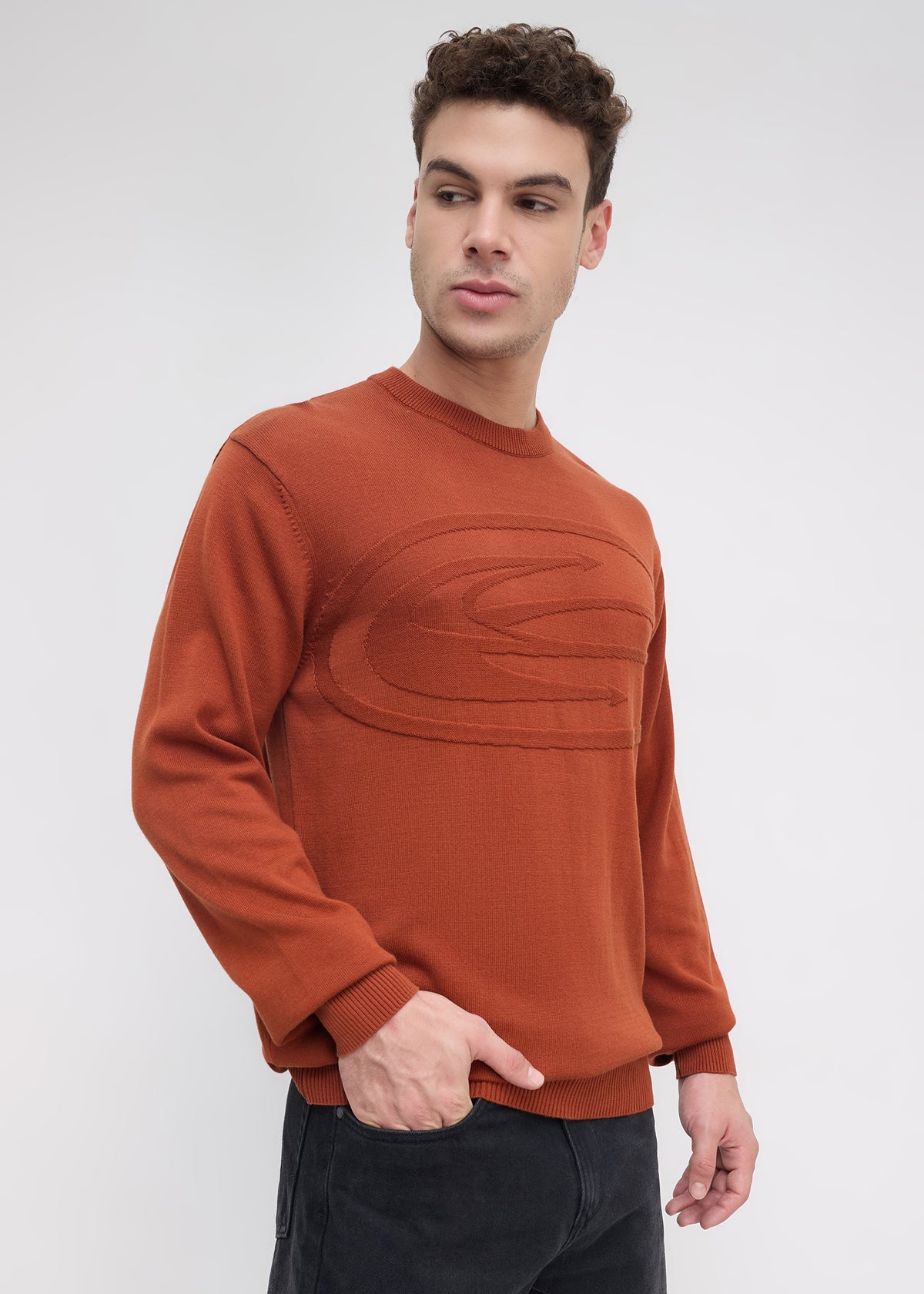 Stanway Tonal Logo Knit Sweater: Rust