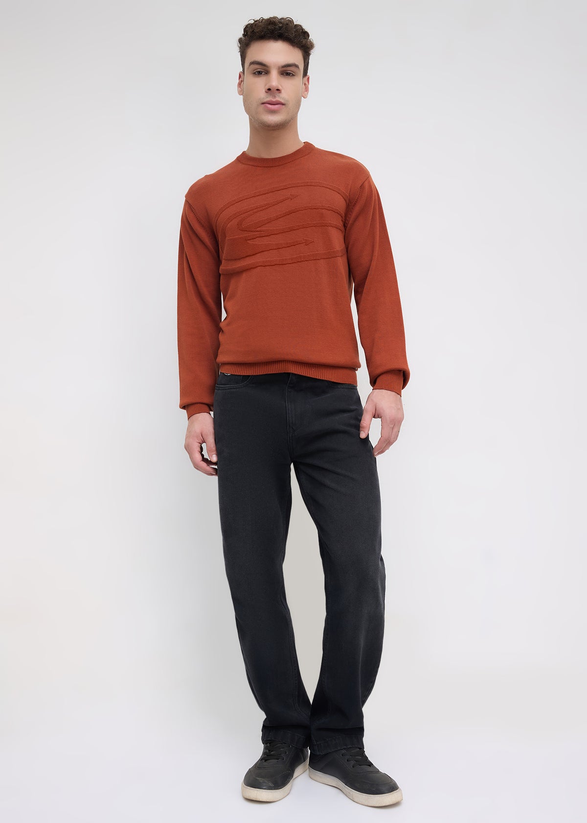 Stanway Tonal Logo Knit Sweater: Rust