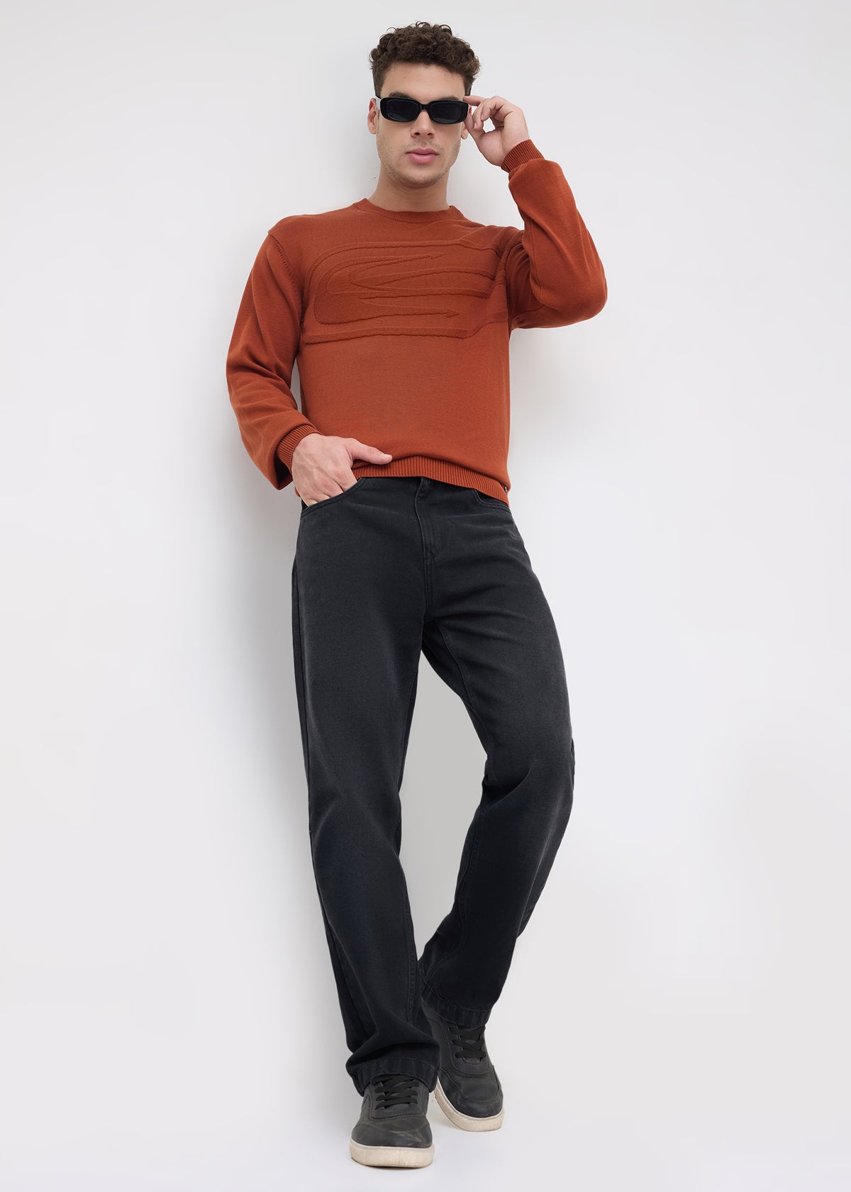 Stanway Tonal Logo Knit Sweater: Rust