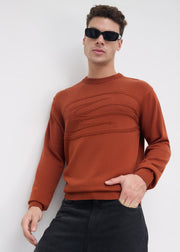 Stanway Tonal Logo Knit Sweater: Rust