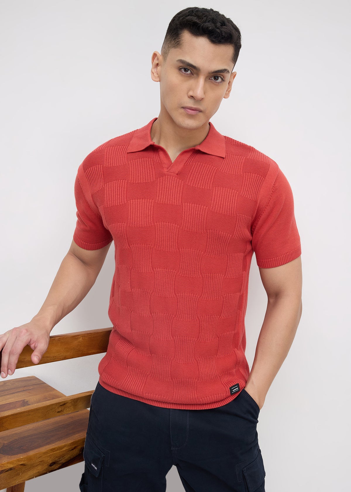 Blower Knitted Polo T-Shirt: Rust