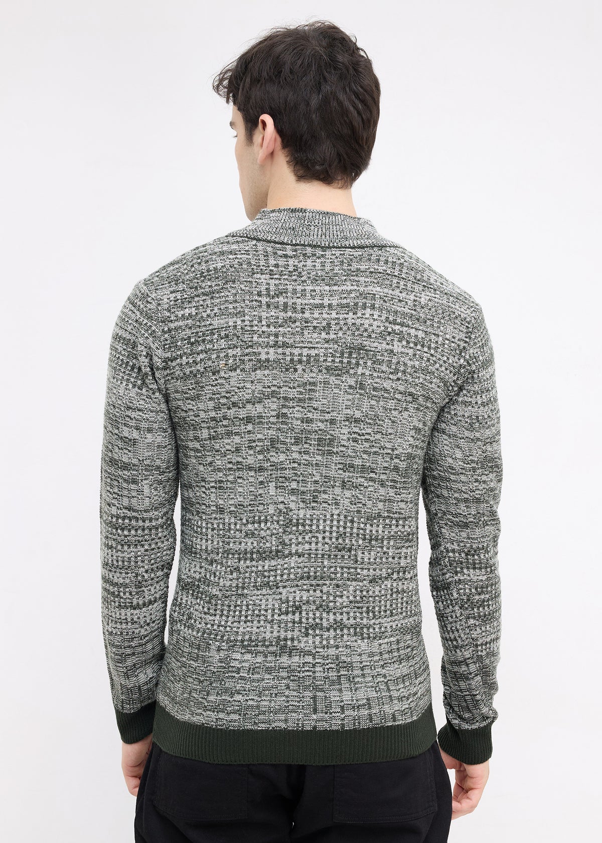 Kesron Textured Quarter-Zip Sweater: Olive