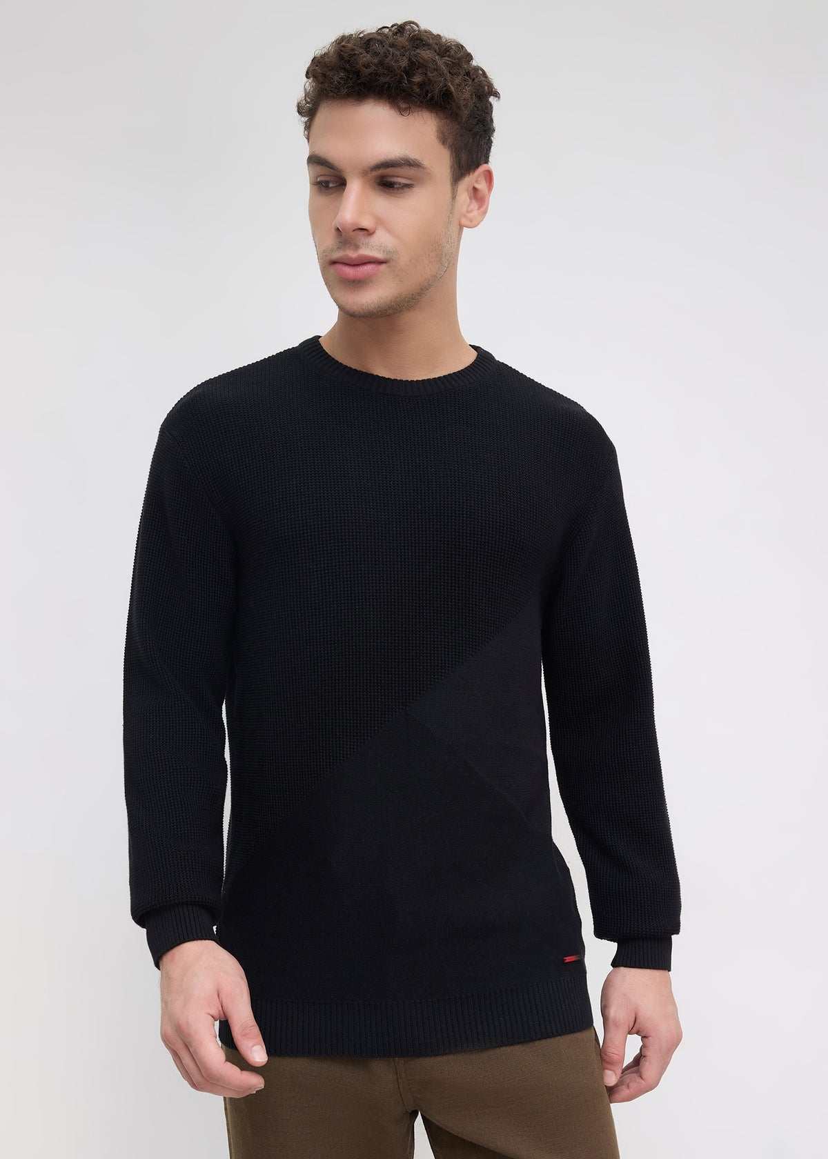 Sikkim Solid Knit Sweater: Black