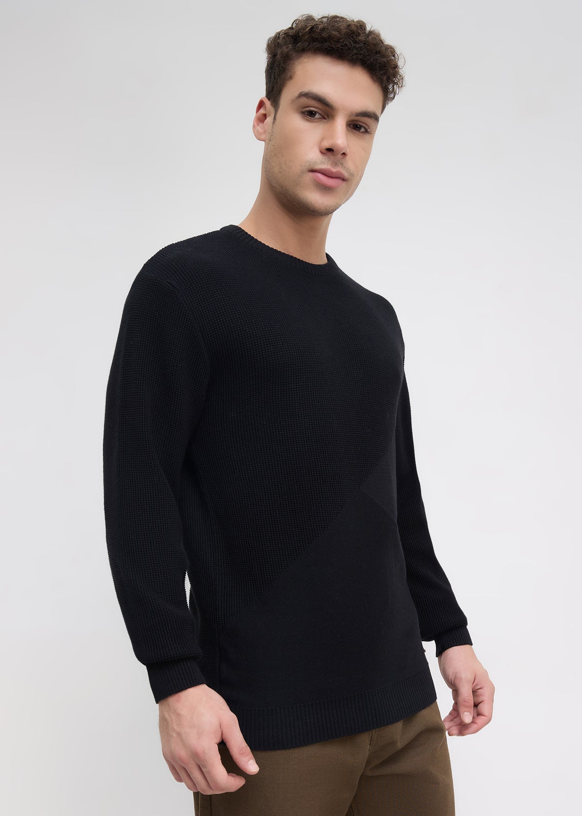Sikkim Solid Knit Sweater: Black